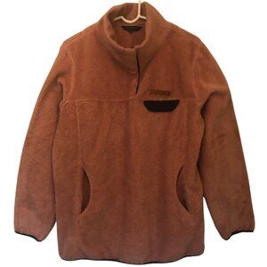 Simply Southern salmon-pink fleece jacket w/ navy accents sz XL